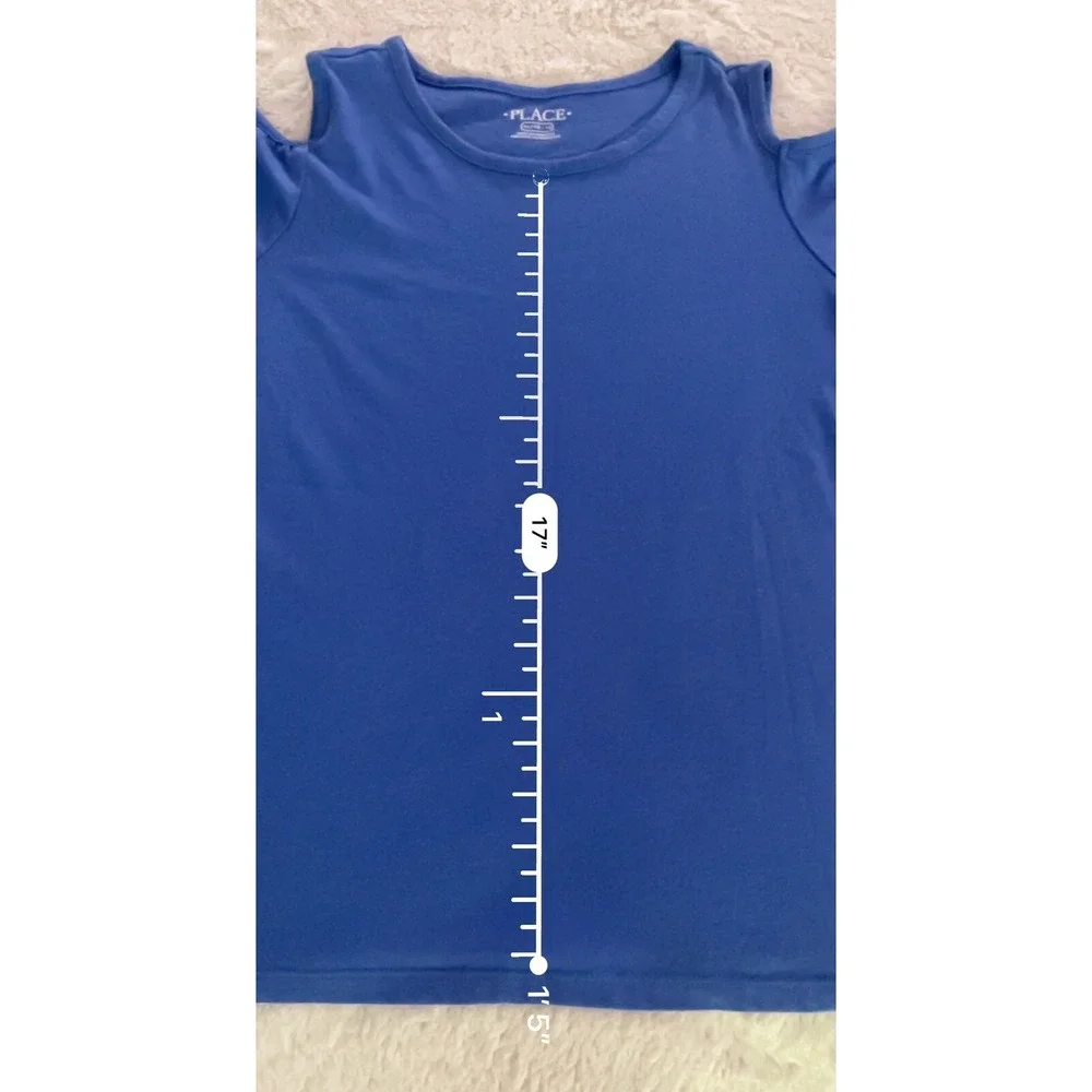 The Children's Place Cold Shoulder Top Cotton Blend Casual Blue Size XL 14